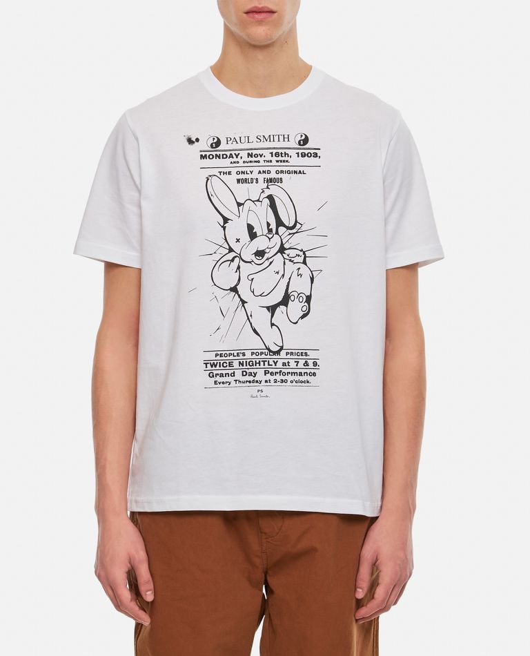 Ps By Paul Smith Rabbit Poster T-shirt In White