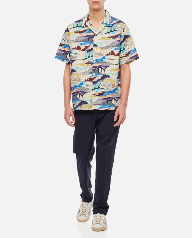 Tシャツ・カットソー Paul Smith SS25 MENS CASUAL FIT SHIRT (M1R 429Z P01656 48) Pale Blue Regular-Fit Cotton Logo T-Shirt