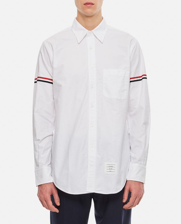 Thom Browne Oxford Button-down Shirt With Rwb Armbands In White