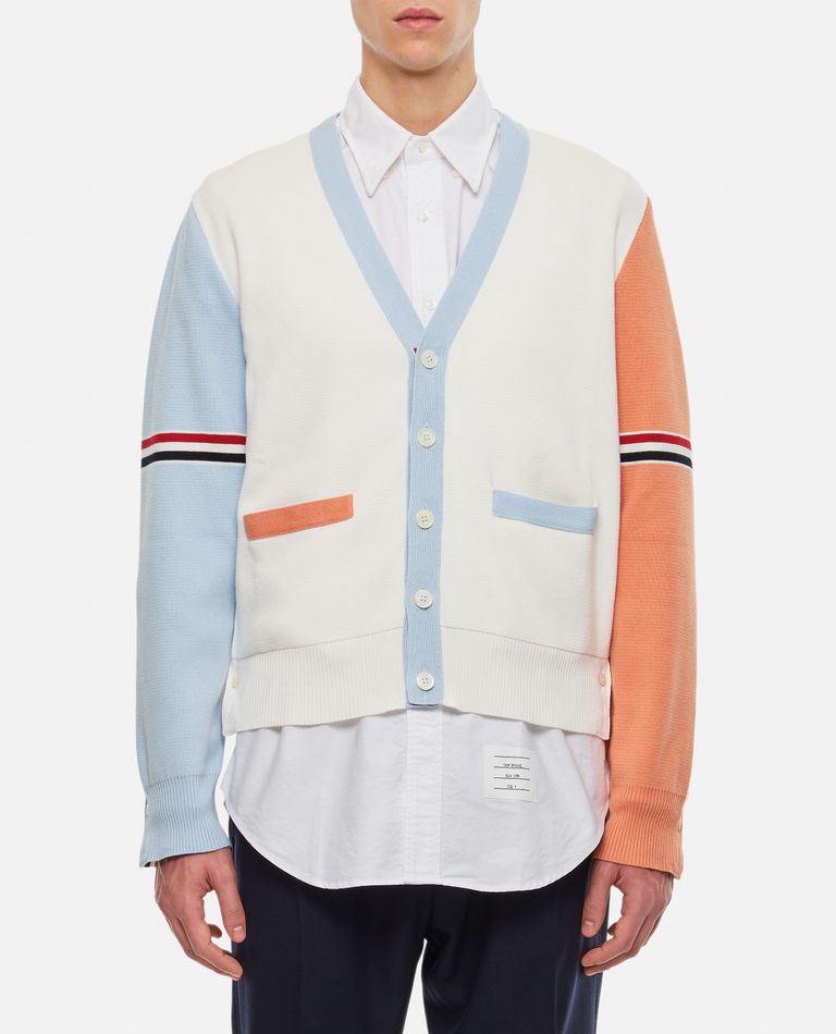 Thom Browne  ,  Cotton V-neck Cardigan Stripe  ,  Multicolor 1