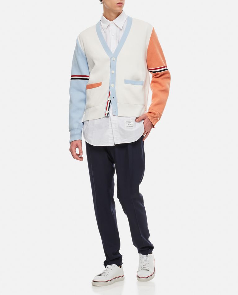 Thom Browne  ,  Cotton V-neck Cardigan Stripe  ,  Multicolor 1