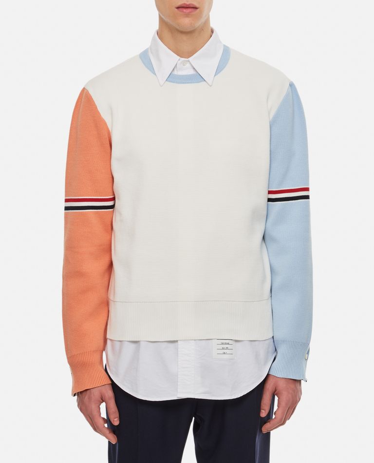 4 BAR STRIPE COTTON CREWNECK PULLOVER for Men - Thom Browne | Biffi