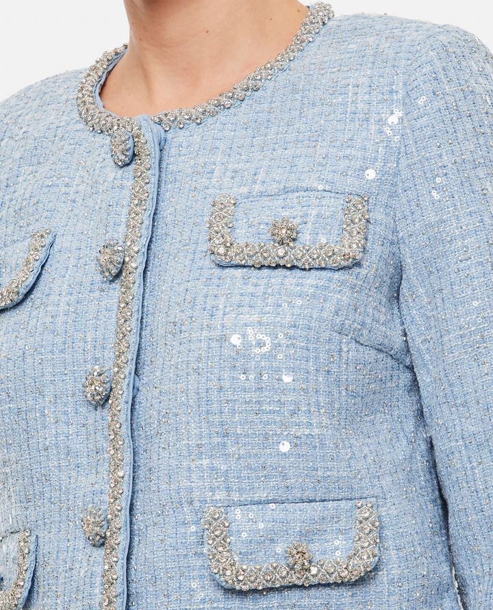 Self-Portrait - BLUE SEQUIN BOUCLE JACKET_4