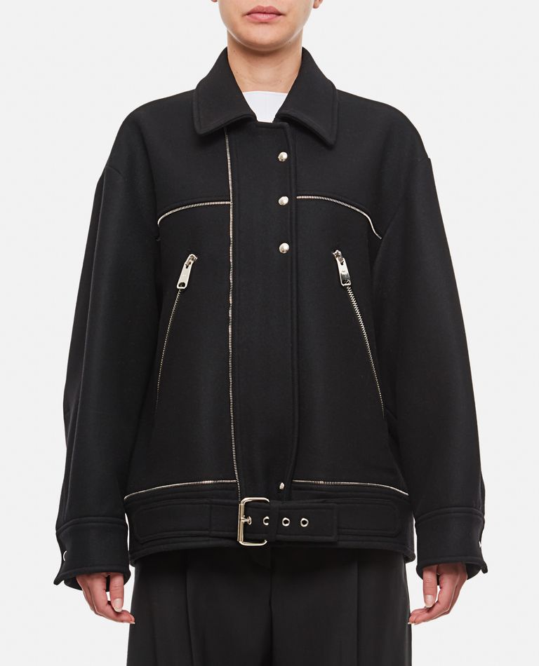 Shop Khaite Herman Wool Melton Jacket In Black