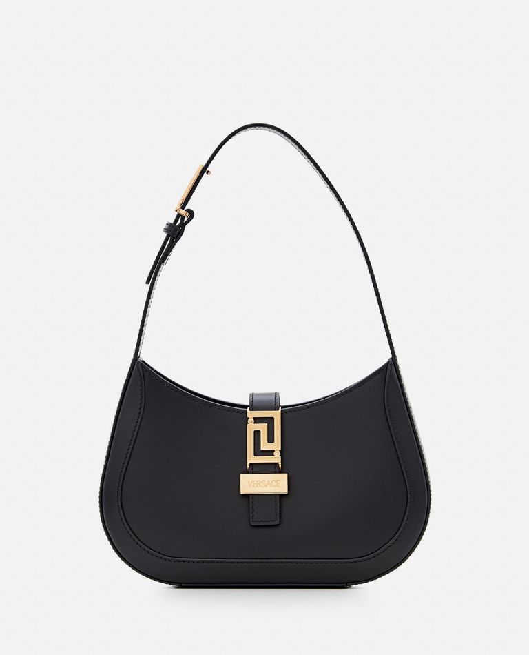 Versace Patent Leather Shoulder Bag In Black