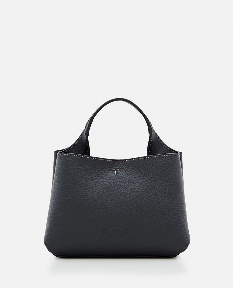 Tod's Mini Leather Shopping Bag In Black