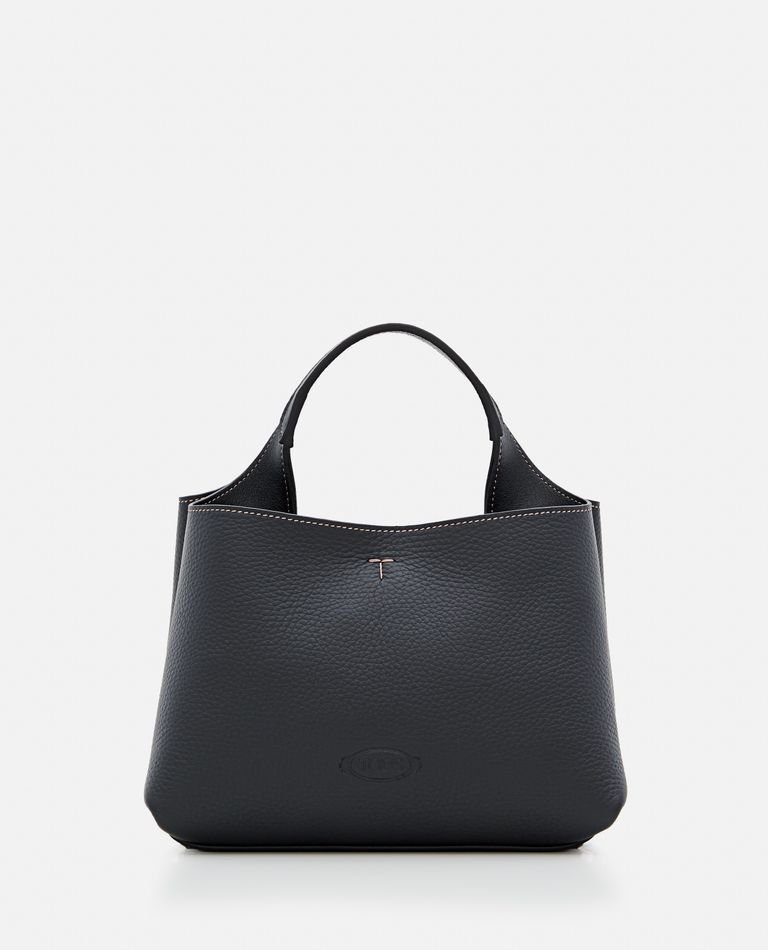 Shop Tod's Mini Leather Shopping Bag In Black