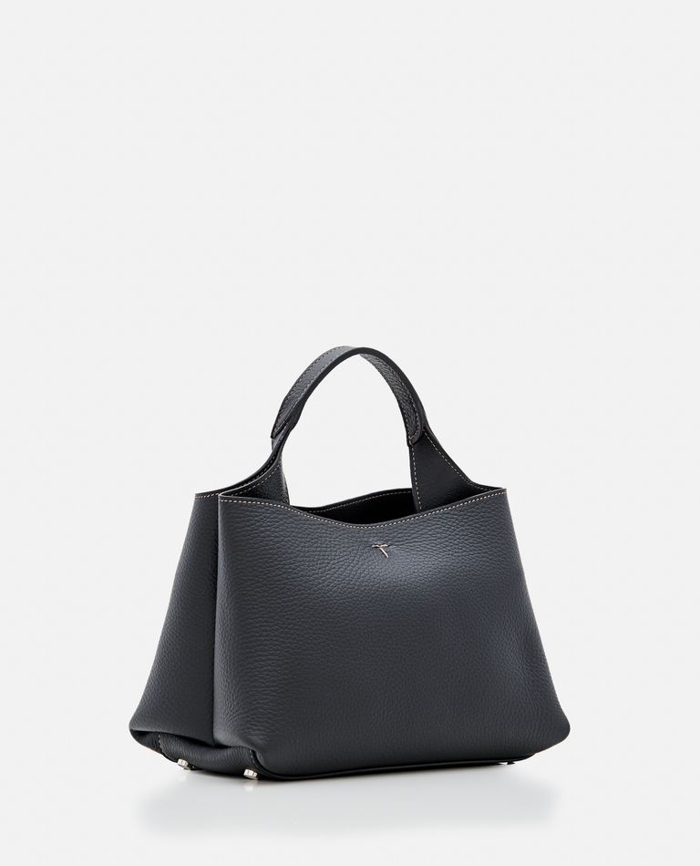 Shop Tod's Mini Leather Shopping Bag In Black