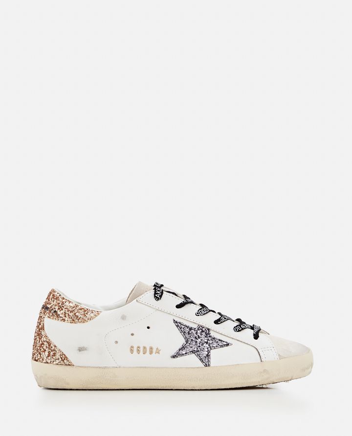 Golden Goose - SUPER STAR LEATHER AND GLITTER SNEAKERS_1