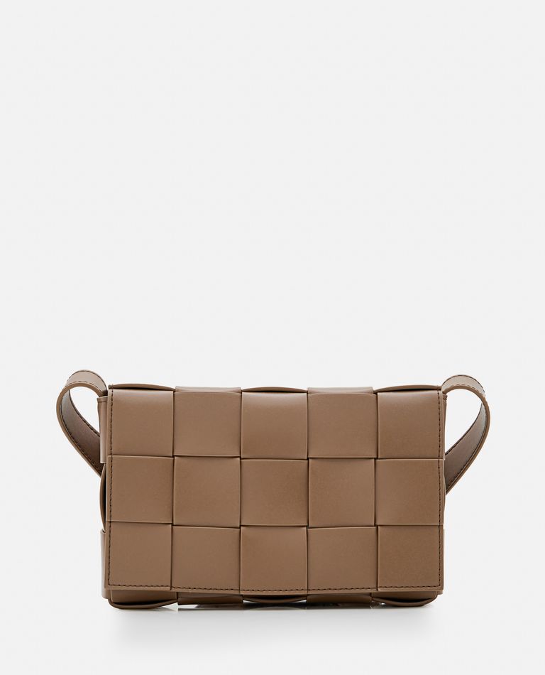 Shop Bottega Veneta Bicolor Cassette Bag Intreccio In Beige