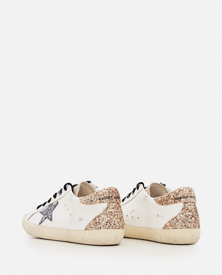 Golden Goose - SUPER STAR LEATHER AND GLITTER SNEAKERS_7