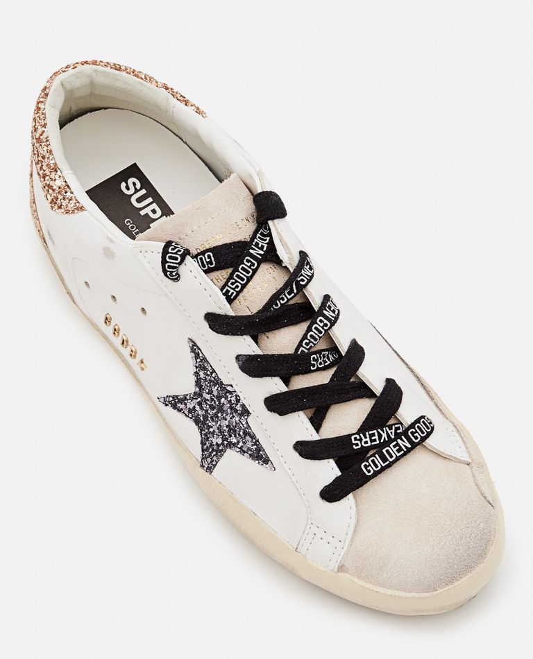 SUPER STAR LEATHER AND GLITTER SNEAKERS