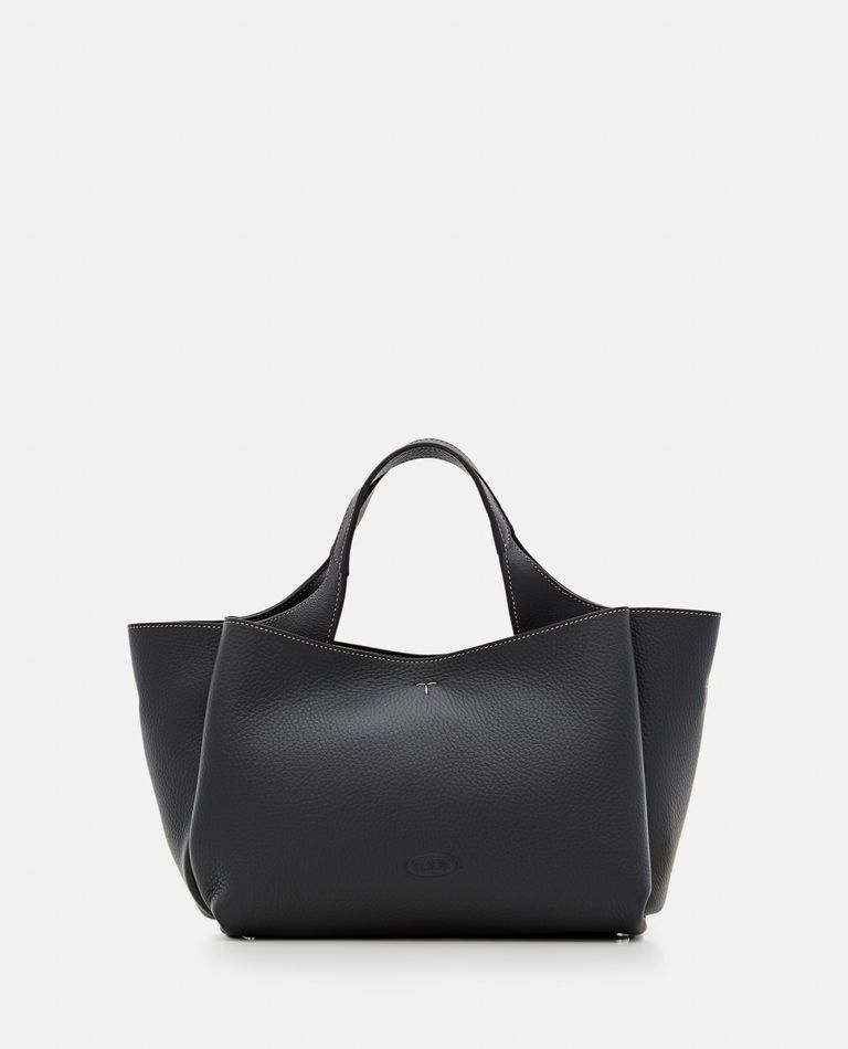 Tod's Mini Leather Tote Bag In Black