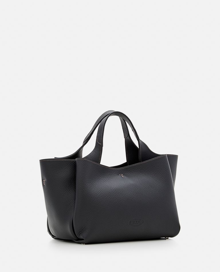 Tod's Mini Leather Tote Bag In Black