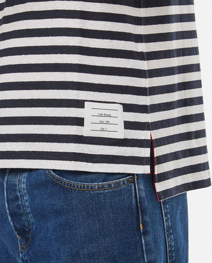 Thom Browne - T-SHIRT A RIGHE IN LINO_4