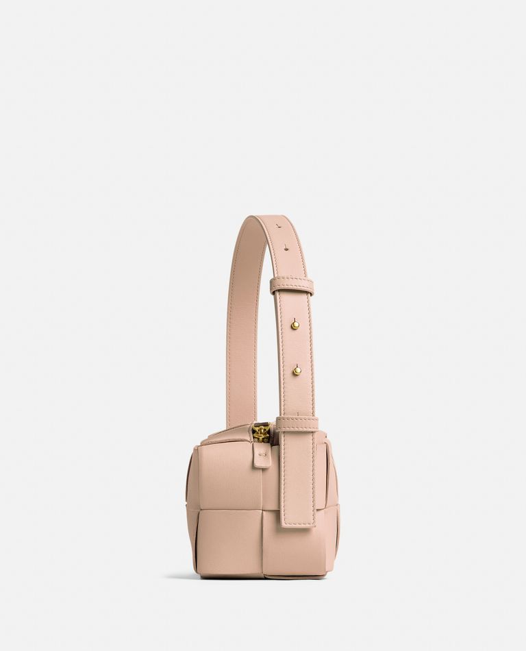 Bottega Veneta  ,  Small Brick Cassette Leather Shoulder Bag  ,  Rose TU