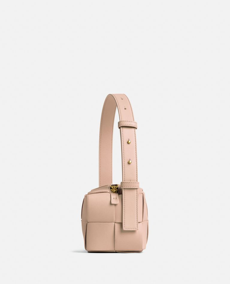 Shop Bottega Veneta Small Brick Cassette Leather Shoulder Bag In Rose