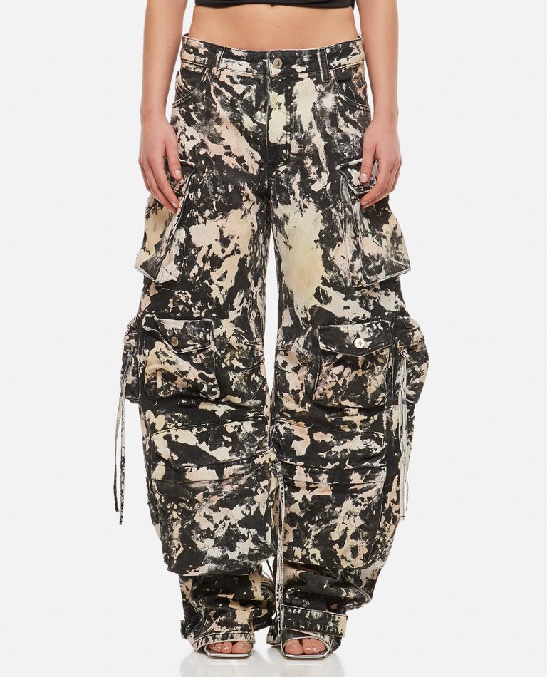 Attico Fern Denim Cargo Trousers In Black