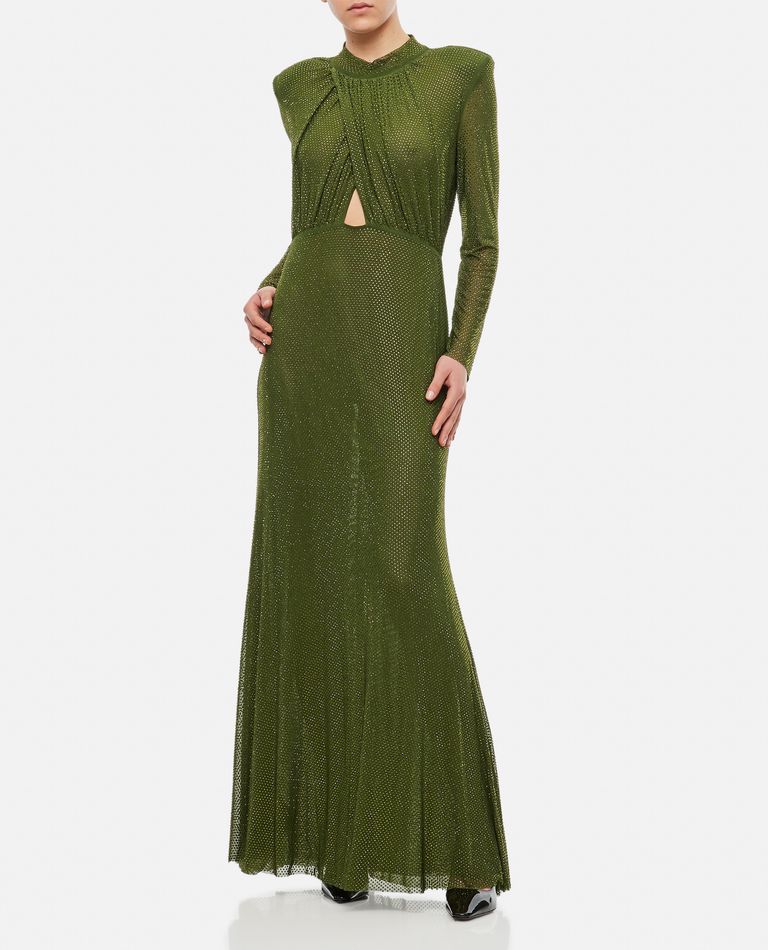 Self-Portrait  ,  Olive Green Rhinestone Maxi Dress  ,  Green 12