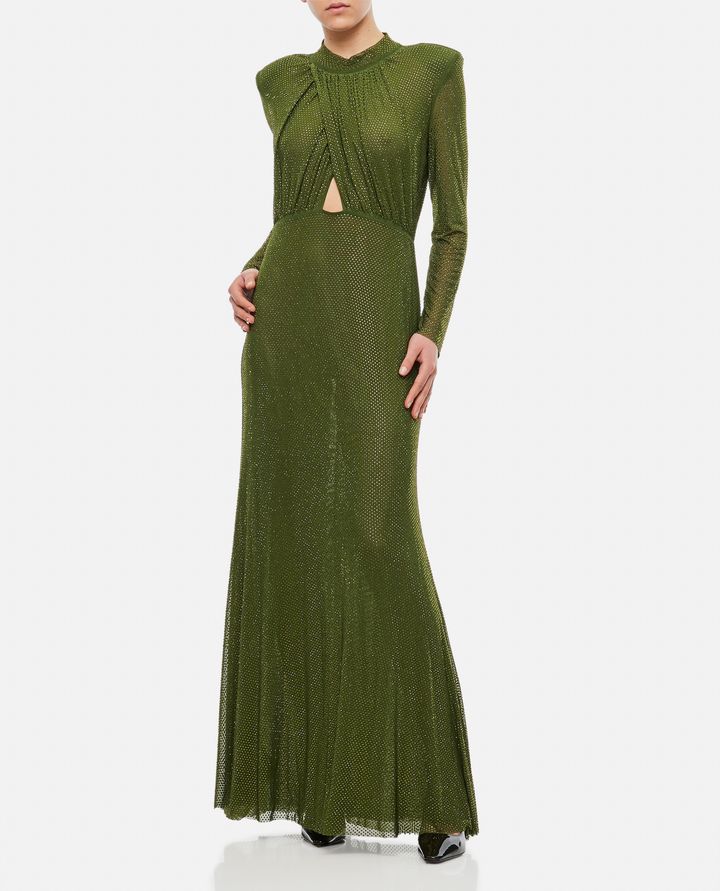 Self-Portrait - OLIVE GREEN RHINESTONE MAXI DRESS_2