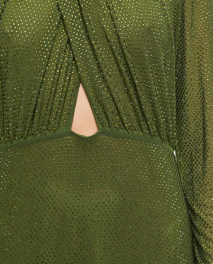 Self-Portrait - OLIVE GREEN RHINESTONE MAXI DRESS_4