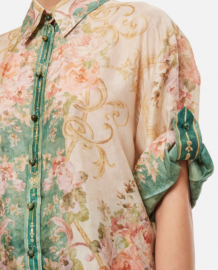 Zimmermann postcard 3D floral Mock Neck white ivory blouse