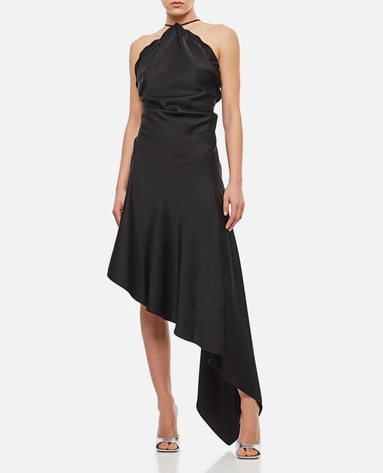 The Attico  ,  Asymmetric Satin Dress  ,  Black 40