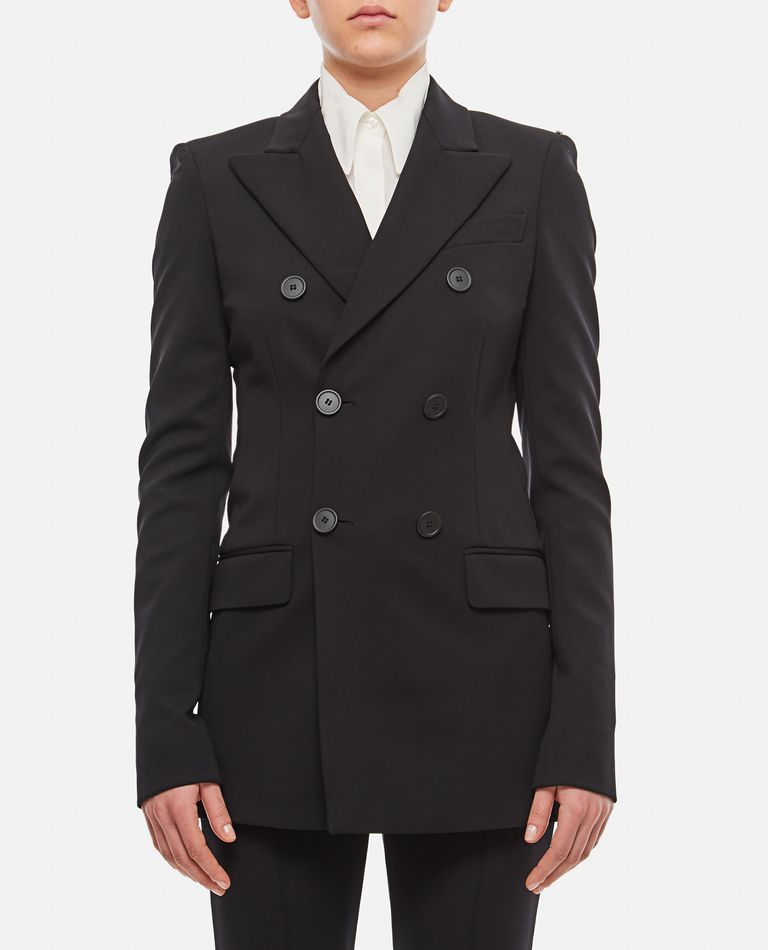 Sportmax Structured Double-breasted Longline Jacket With Button Detailing In Black