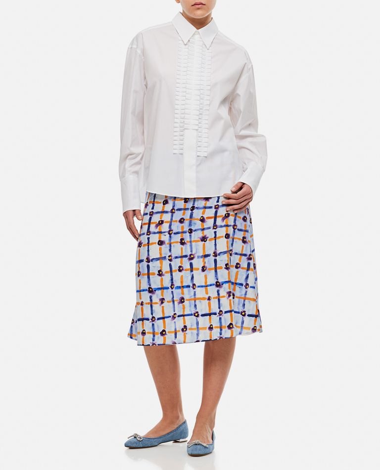 Marni  ,  Long Sleeve Shirt W/ Front Pleated Detail  ,  White 40
