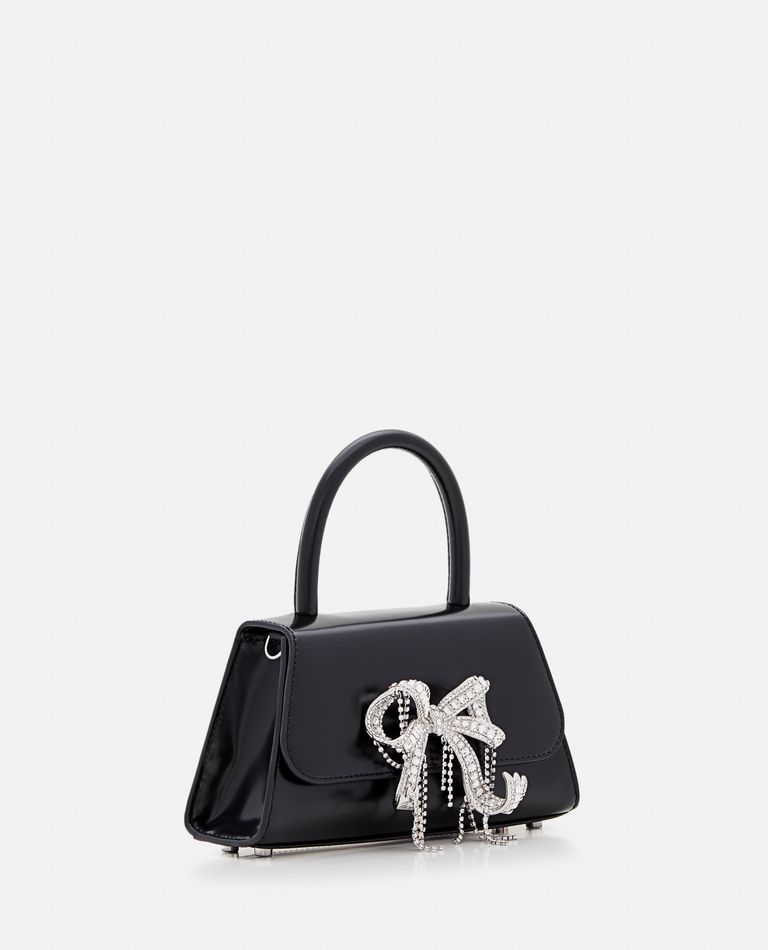 Shop Self-portrait Black Leather Mini Bow Bag