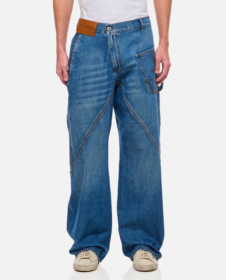 Jw Anderson Twisted Wide-leg Jeans In Blue
