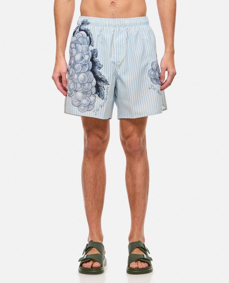 Jw Anderson Graphic-print Striped Swim Shorts In Sky Blue