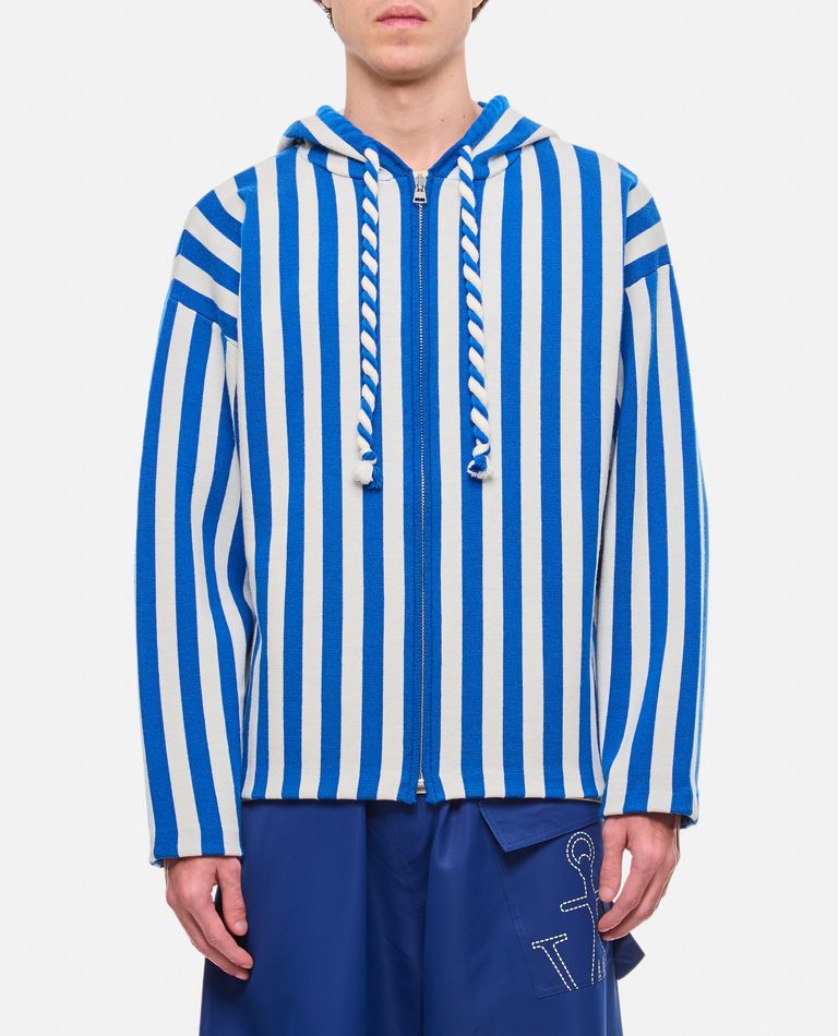 Off white stripe top zip hoodie