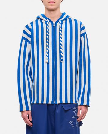 JW Anderson - STRIPED ZIPPED ANCHOR HOODIE