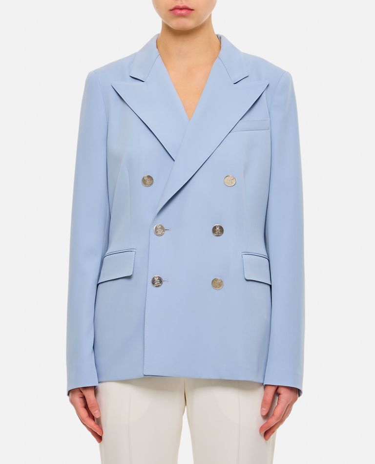 Shop Ralph Lauren Camden Wool Gabardine Double-breasted Jacket In Sky Blue