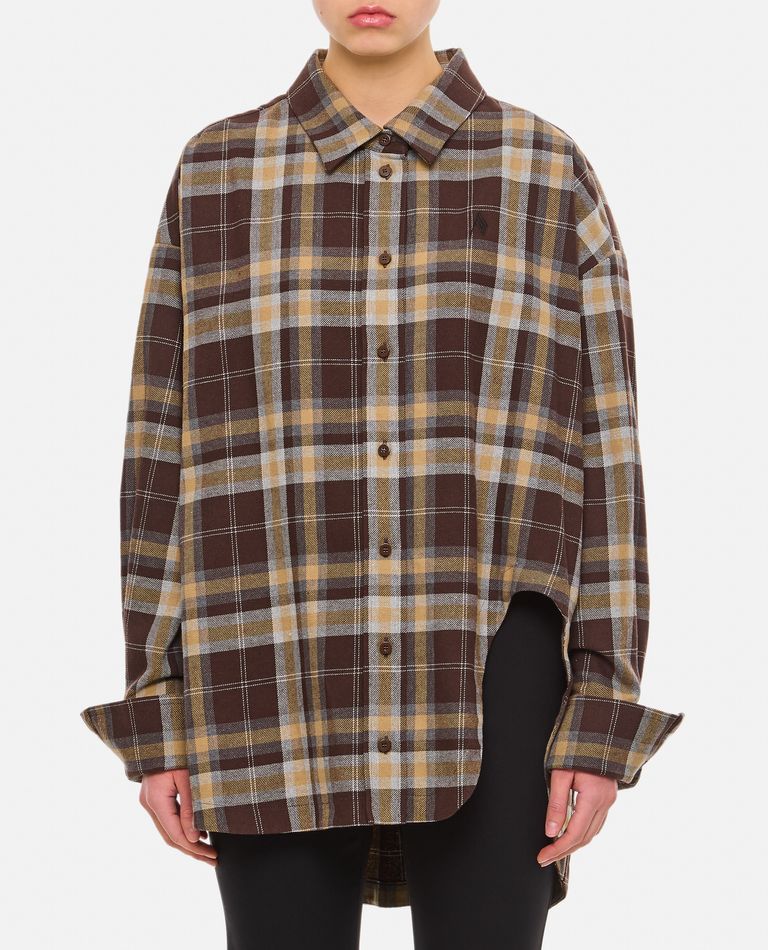 Shop Attico Diana Flannel Shirt In Brown
