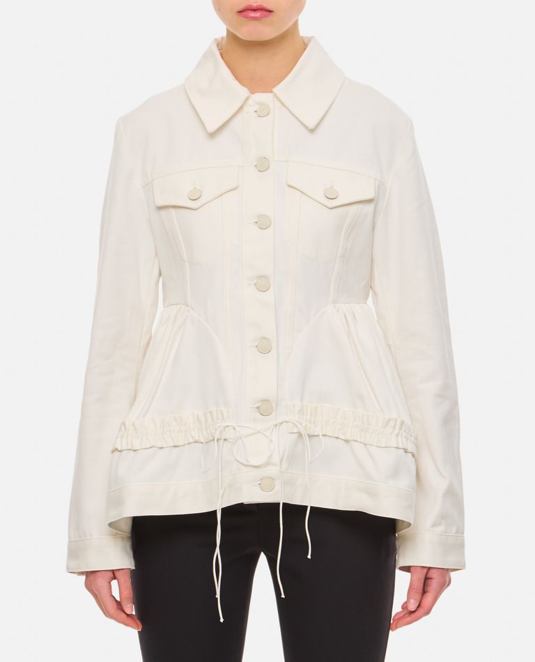 Cecilie Bahnsen Ulanda Peplum Denim Jacket In White