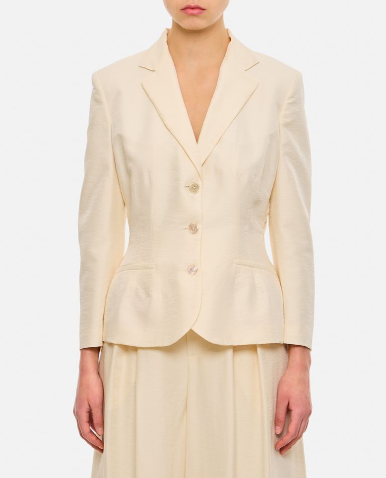Shop Ralph Lauren Single-breasted Satin Jacket In White
