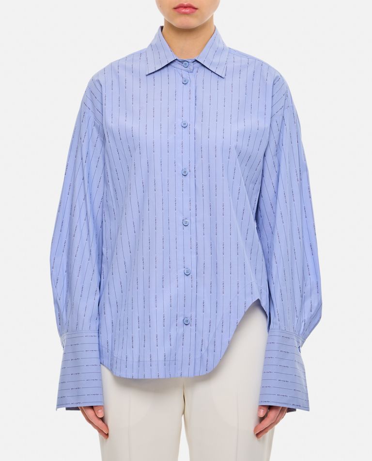 Attico All-over Logo Print Asymmetric Shirt In Sky Blue