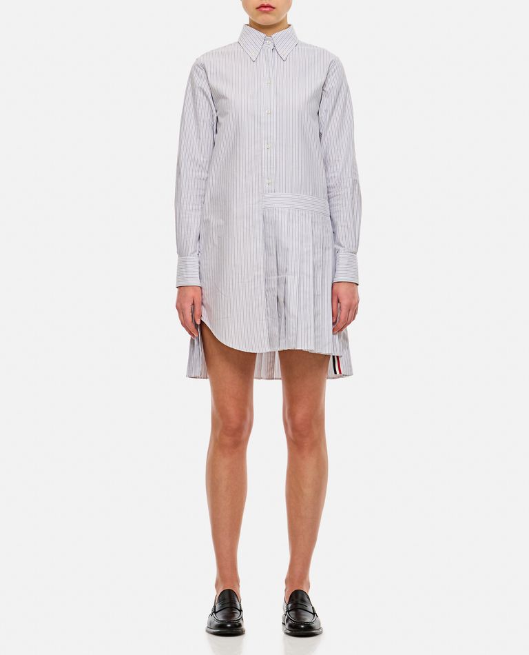Shop Thom Browne Oxford Stripe Oversized Shirtdress In Grey