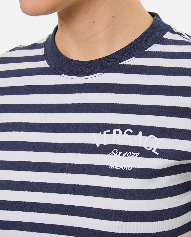 STRIPED JERSEY T-SHIRT for Women - Versace sale | Biffi