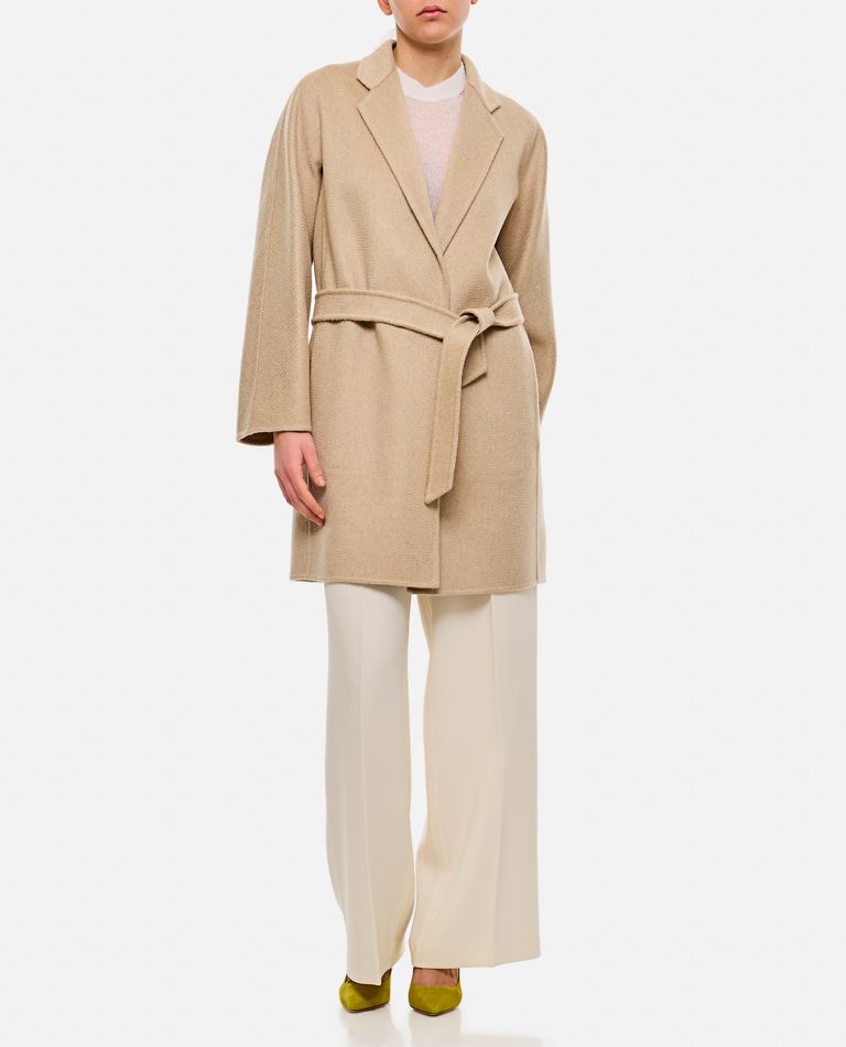 Max Mara Harold Belted Coat In Neutral