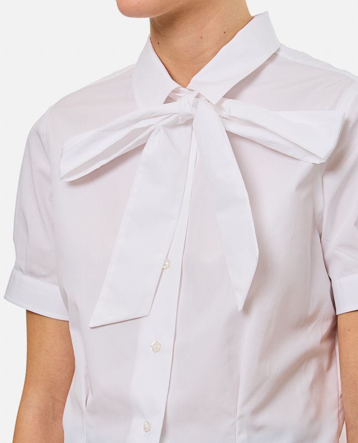 Thom Browne - SHORT SLEEVE TUCKED BLOUSE W/ BOW_4