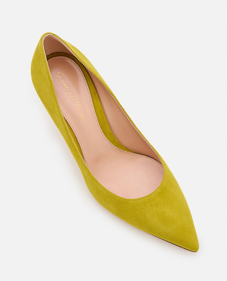 Yellow suede fashion court shoes