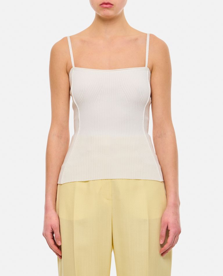Shop Jacquemus Ribbed Knit Top In White