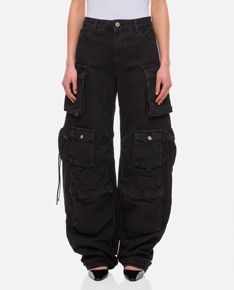 Shop Attico Fern Denim Cargo Trousers In Black