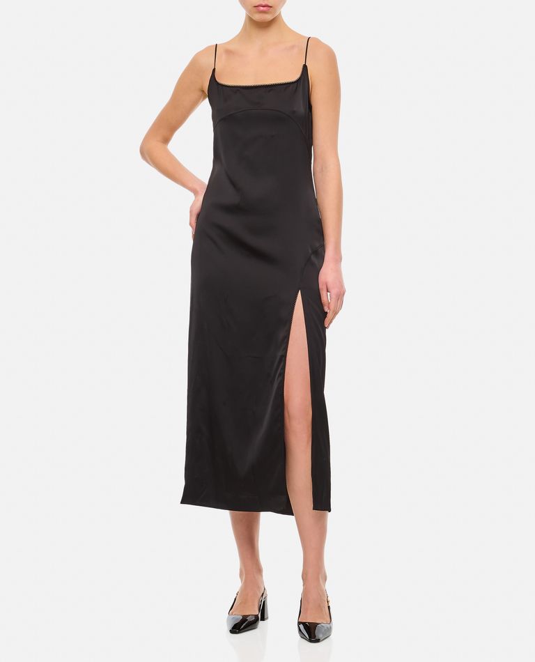 Shop Jacquemus Midi Slip Dress W/ Side Slit In Black