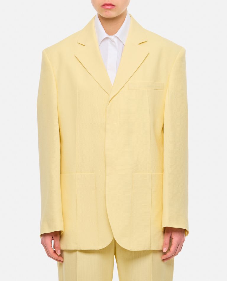 Jacquemus  ,  Single-breasted Viscose Blazer  ,  Yellow 34