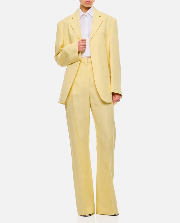 Shop Jacquemus Single-breasted Viscose Blazer In Yellow