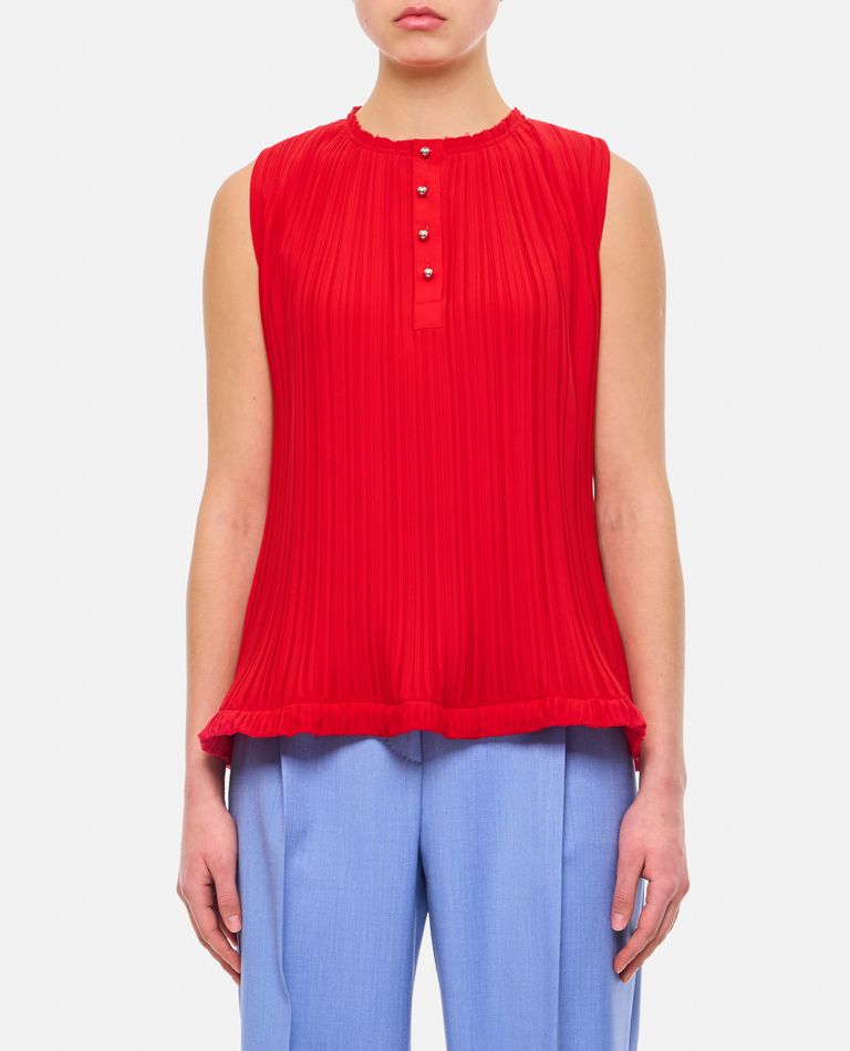Shop Lanvin Sleeveless Pleated Top In Red